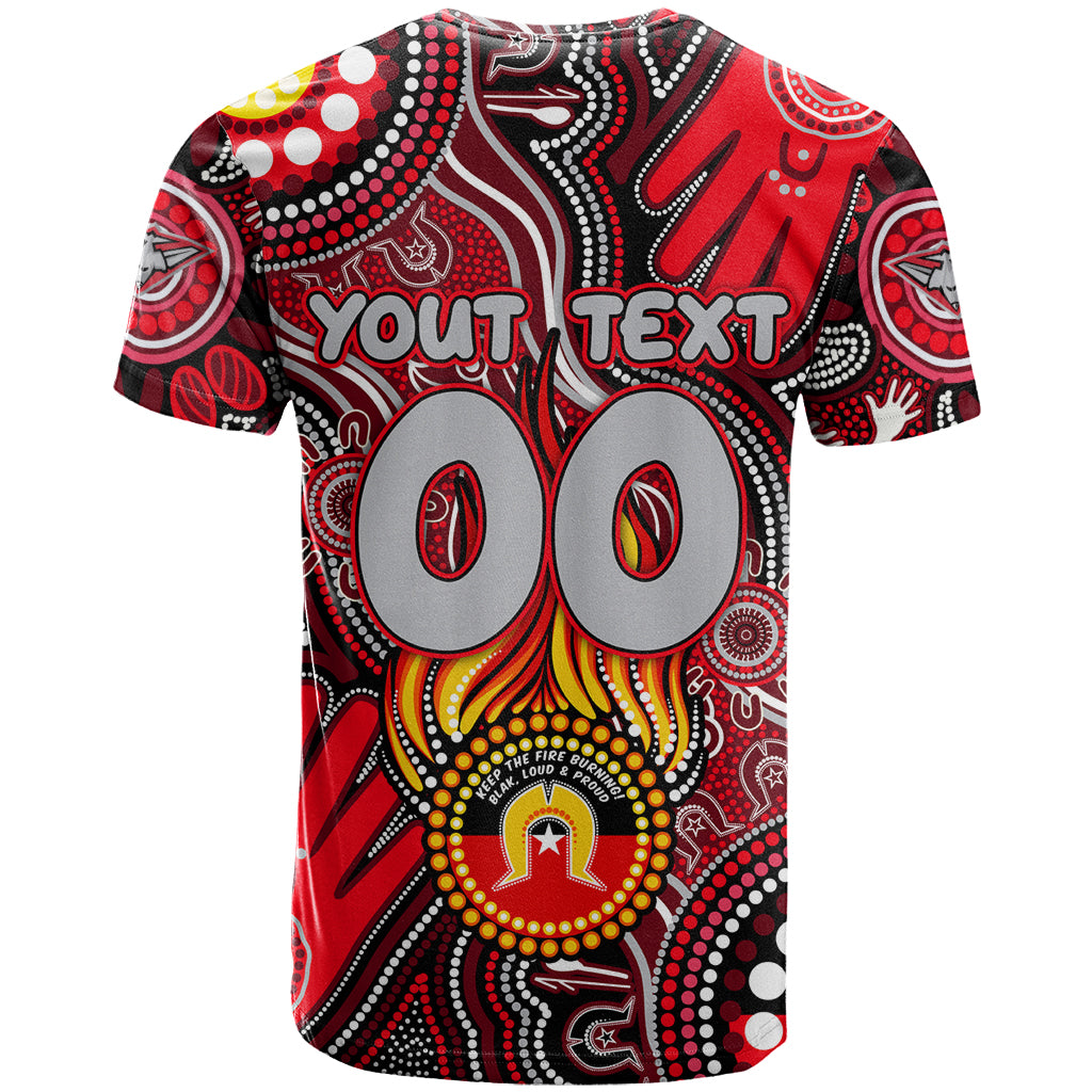 Personalised NAIDOC Week 2024 Essendon Bombers T Shirt Australian Aboriginal Hand Painting - Vibe Hoodie Shop