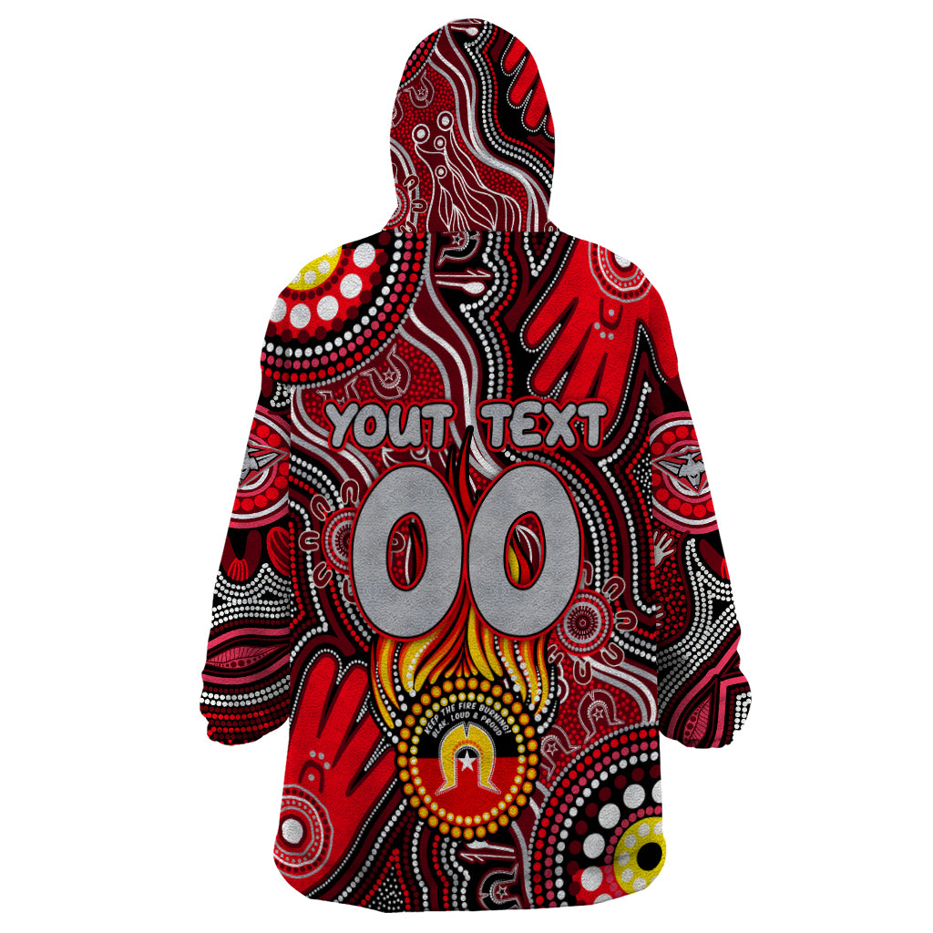 Personalised NAIDOC Week 2024 Essendon Bombers Wearable Blanket Hoodie Australian Aboriginal Hand Painting - Vibe Hoodie Shop