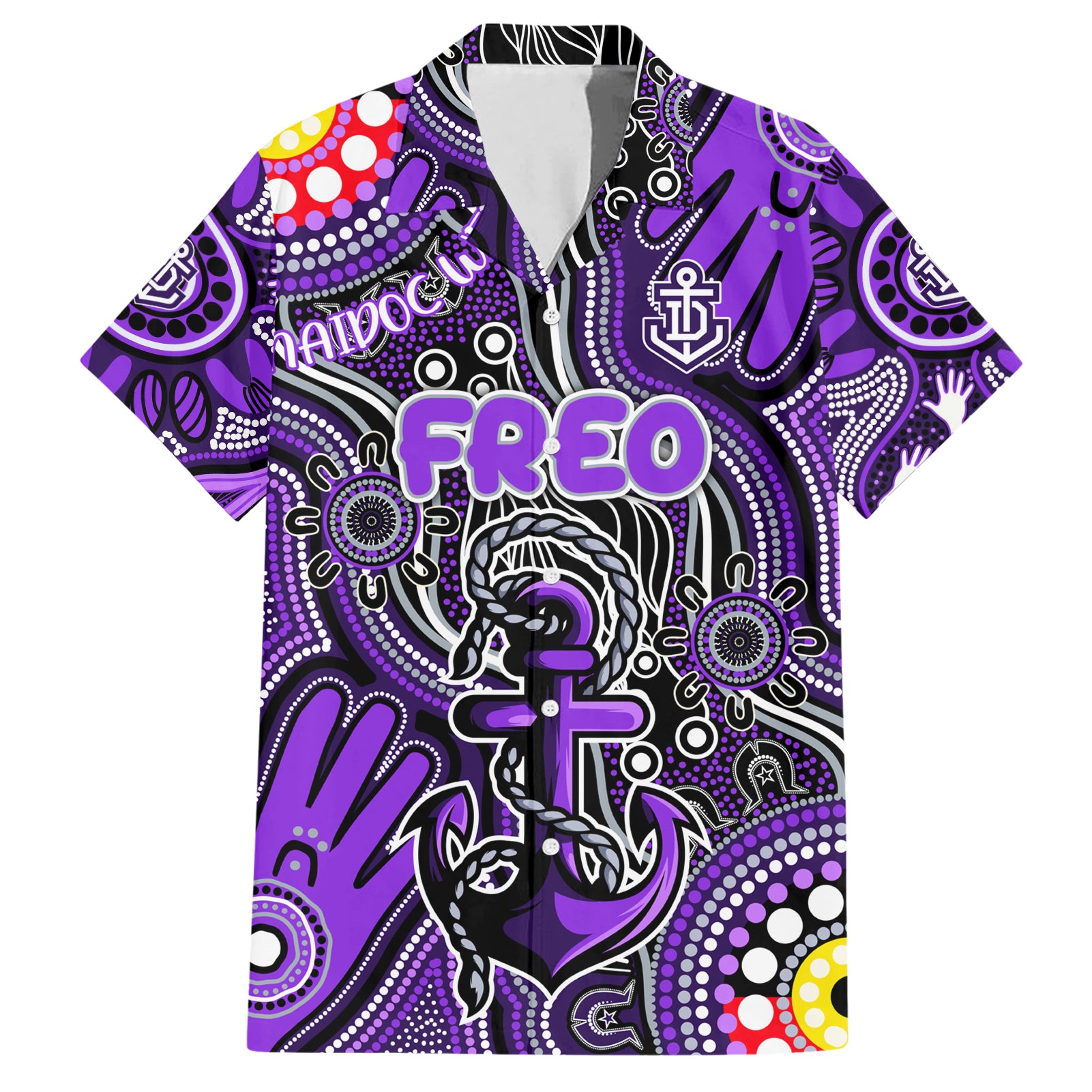 Personalised NAIDOC Week 2024 Fremantle Dockers Freo Hawaiian Shirt Australian Aboriginal Hand Painting - Vibe Hoodie Shop