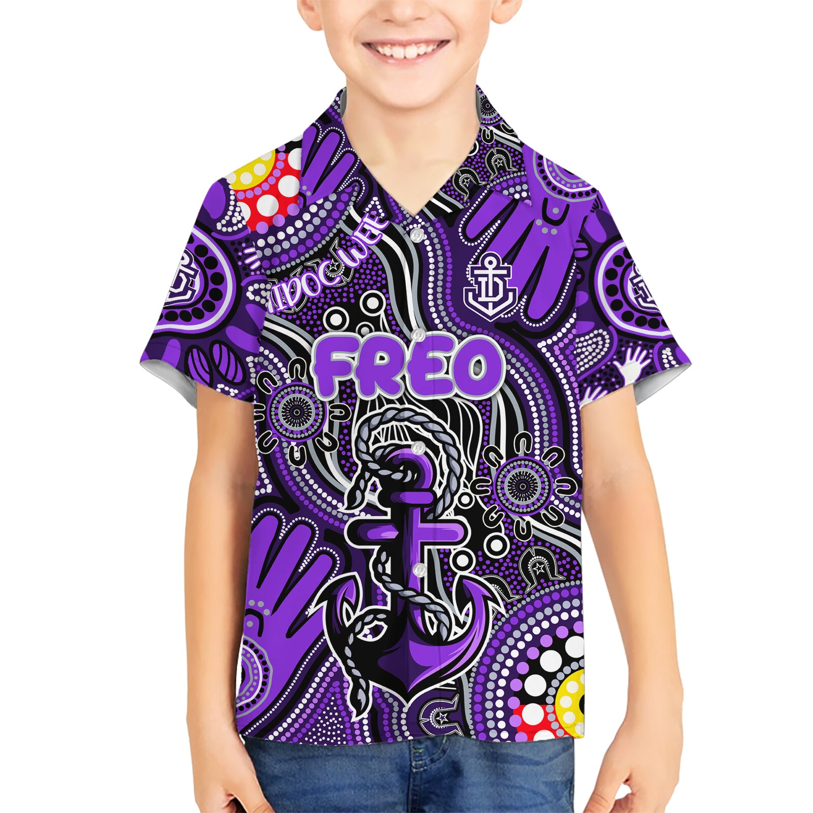 Personalised NAIDOC Week 2024 Fremantle Dockers Freo Hawaiian Shirt Australian Aboriginal Hand Painting - Vibe Hoodie Shop