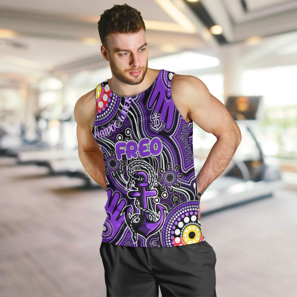 Personalised NAIDOC Week 2024 Fremantle Dockers Freo Men Tank Top Australian Aboriginal Hand Painting - Vibe Hoodie Shop