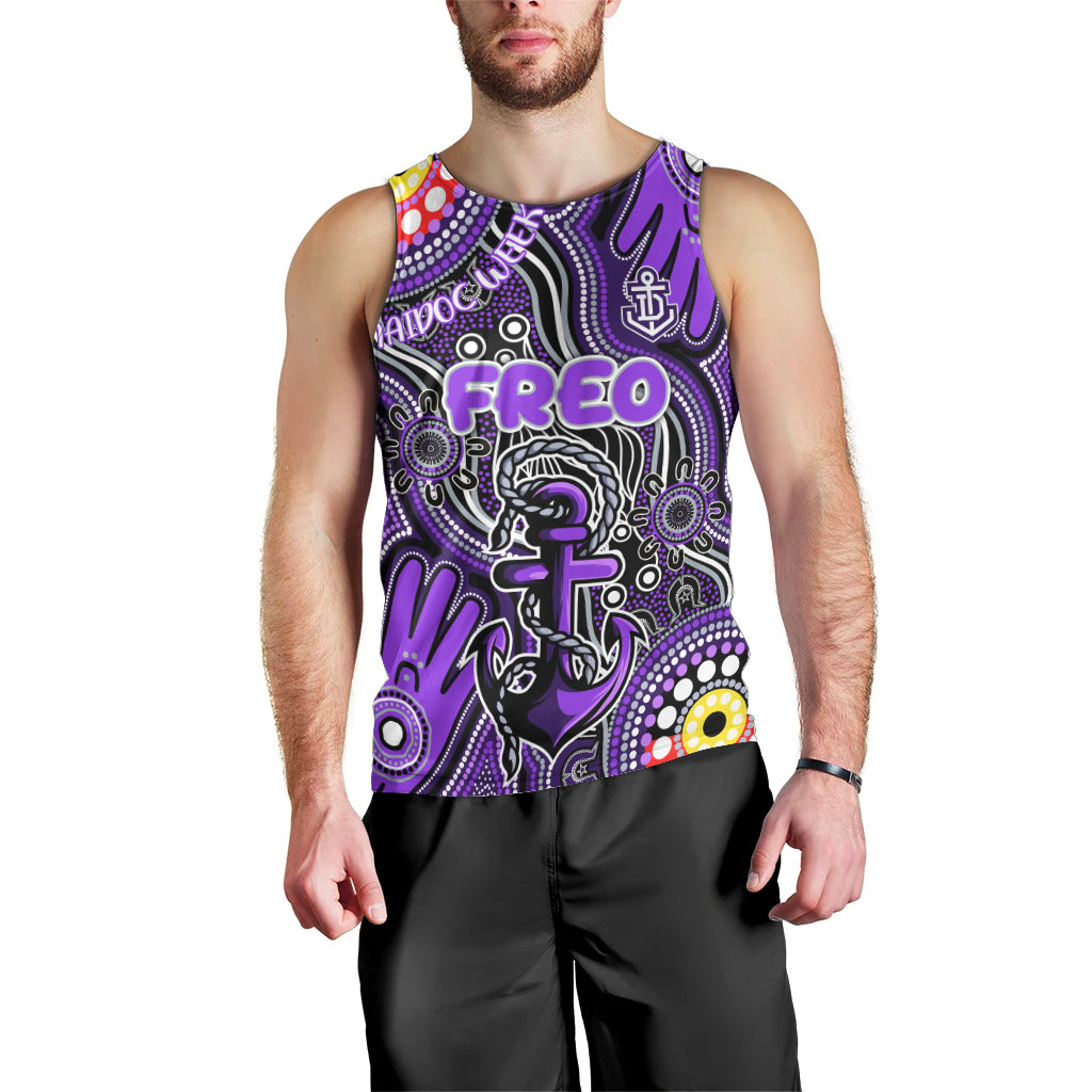 Personalised NAIDOC Week 2024 Fremantle Dockers Freo Men Tank Top Australian Aboriginal Hand Painting - Vibe Hoodie Shop