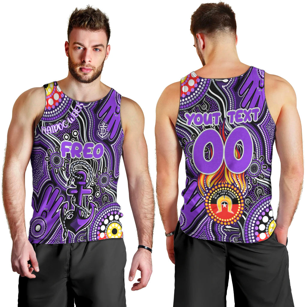 Personalised NAIDOC Week 2024 Fremantle Dockers Freo Men Tank Top Australian Aboriginal Hand Painting - Vibe Hoodie Shop