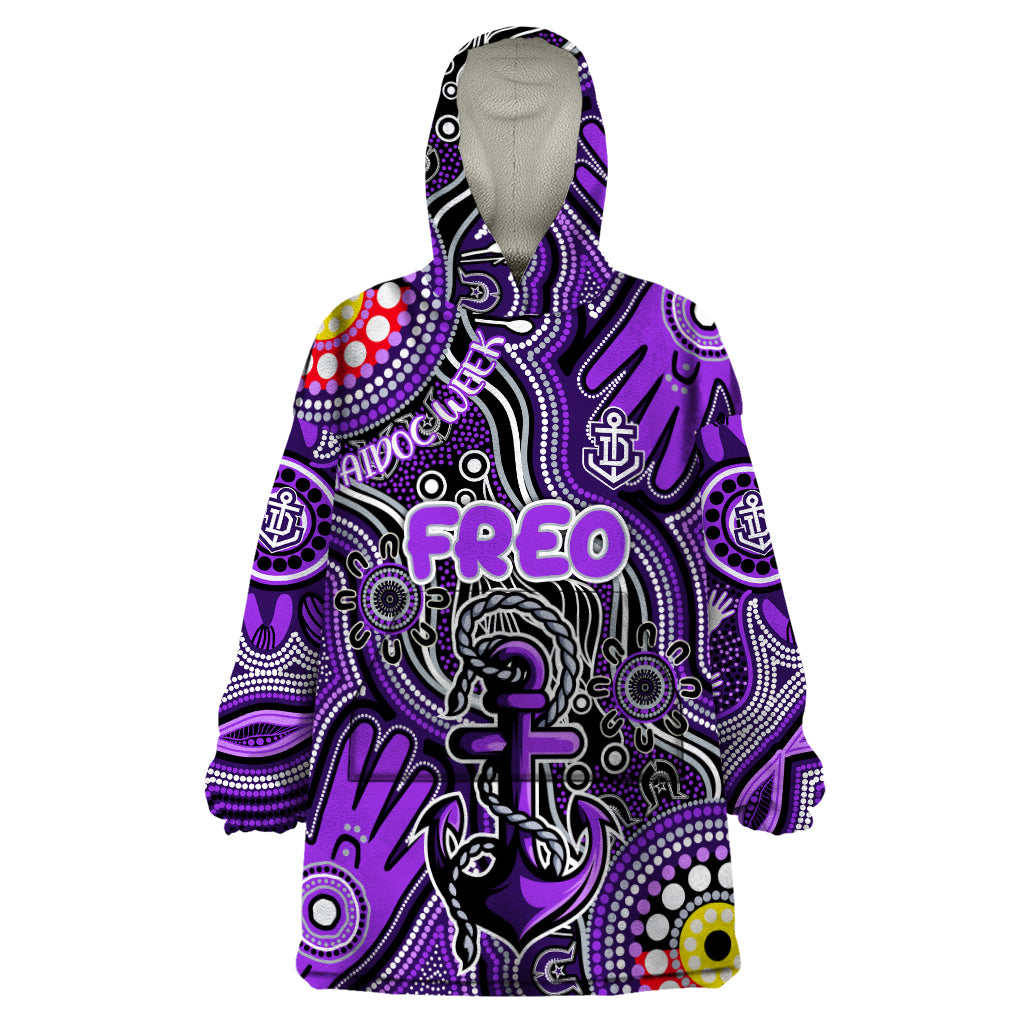 Personalised NAIDOC Week 2024 Fremantle Dockers Freo Wearable Blanket Hoodie Australian Aboriginal Hand Painting - Vibe Hoodie Shop