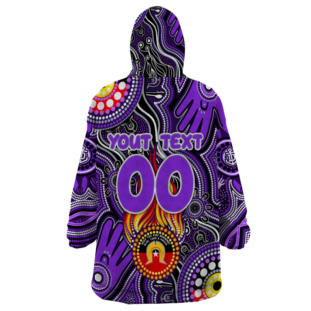 Personalised NAIDOC Week 2024 Fremantle Dockers Freo Wearable Blanket Hoodie Australian Aboriginal Hand Painting - Vibe Hoodie Shop