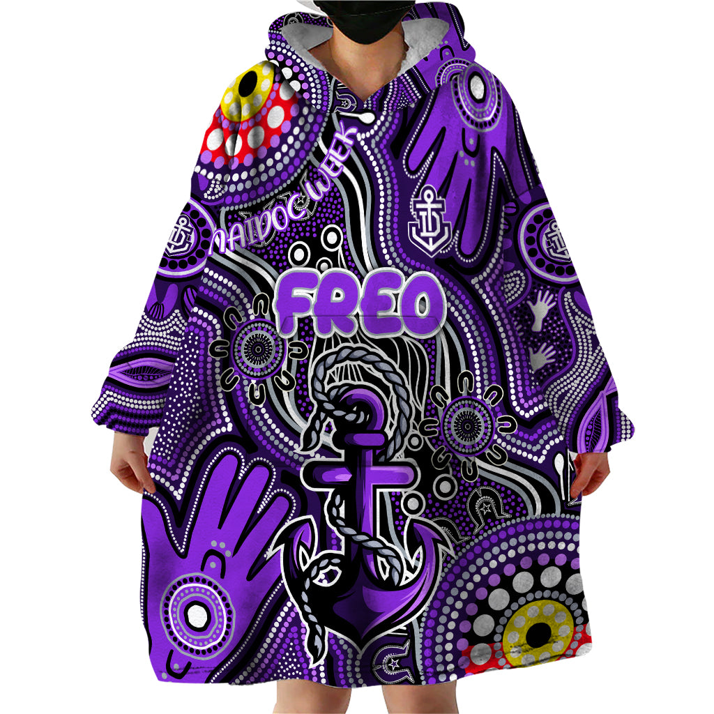 Personalised NAIDOC Week 2024 Fremantle Dockers Freo Wearable Blanket Hoodie Australian Aboriginal Hand Painting - Vibe Hoodie Shop