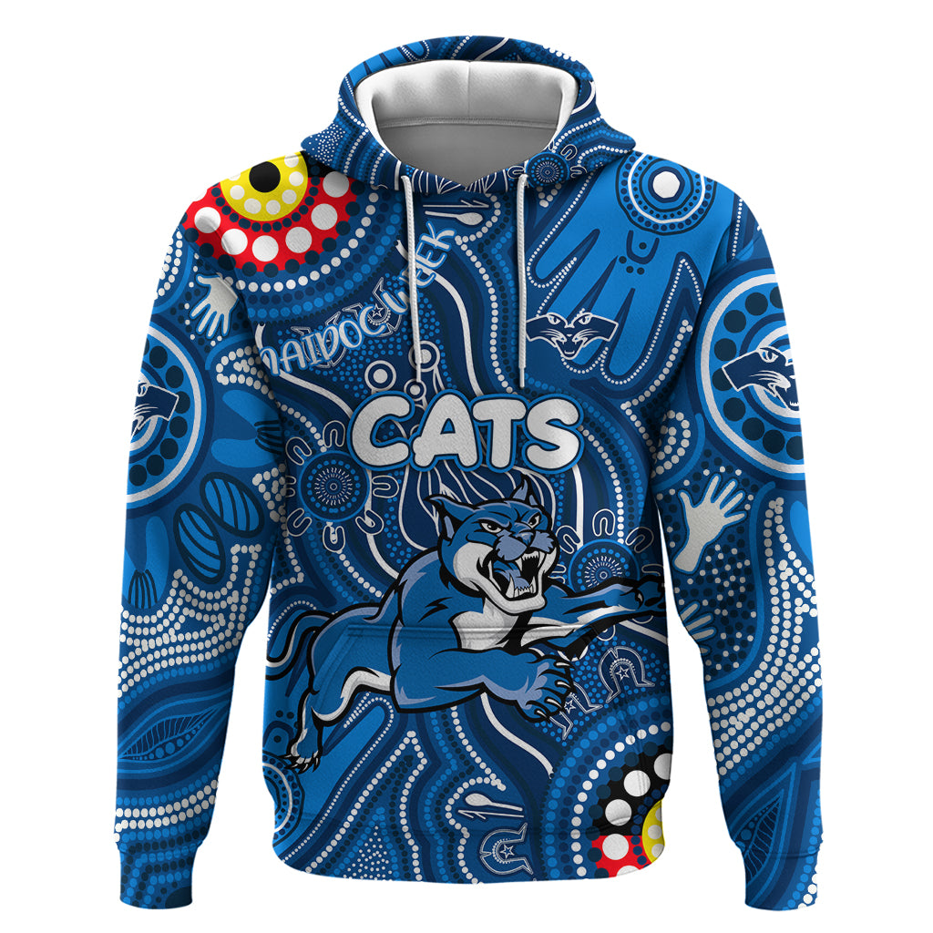 Personalised NAIDOC Week 2024 Geelong Cats Hoodie Australian Aboriginal Hand Painting - Vibe Hoodie Shop