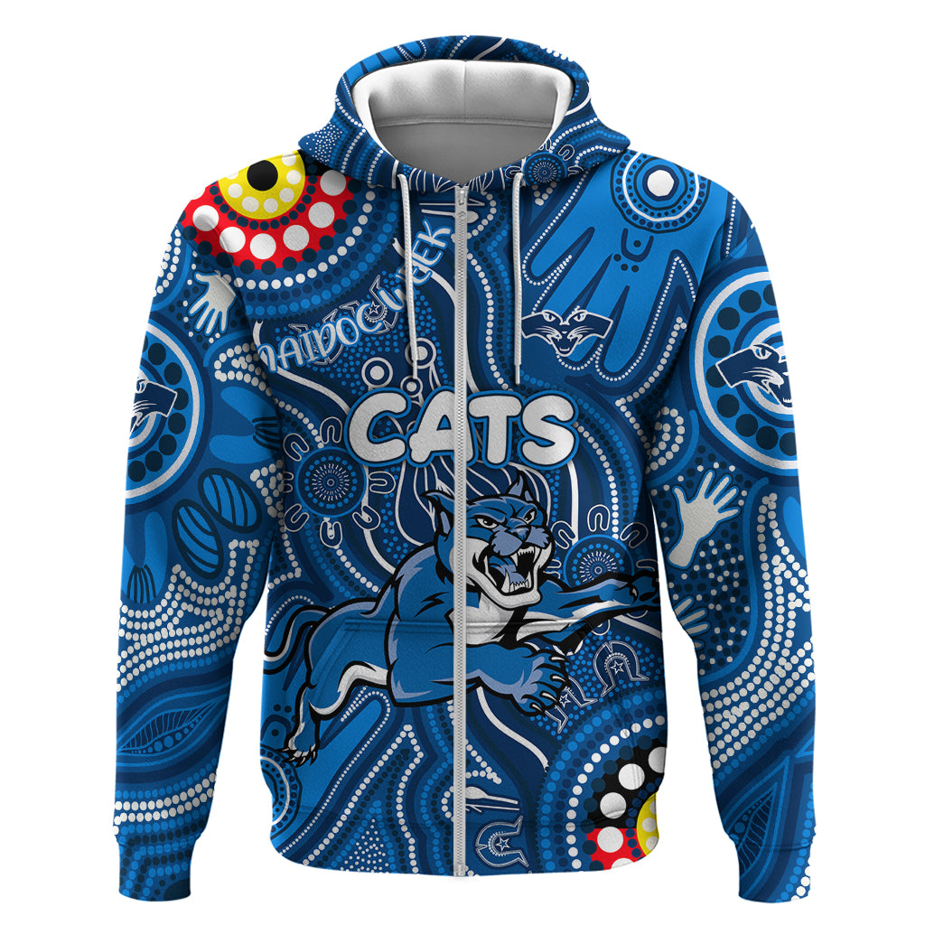 Personalised NAIDOC Week 2024 Geelong Cats Hoodie Australian Aboriginal Hand Painting - Vibe Hoodie Shop
