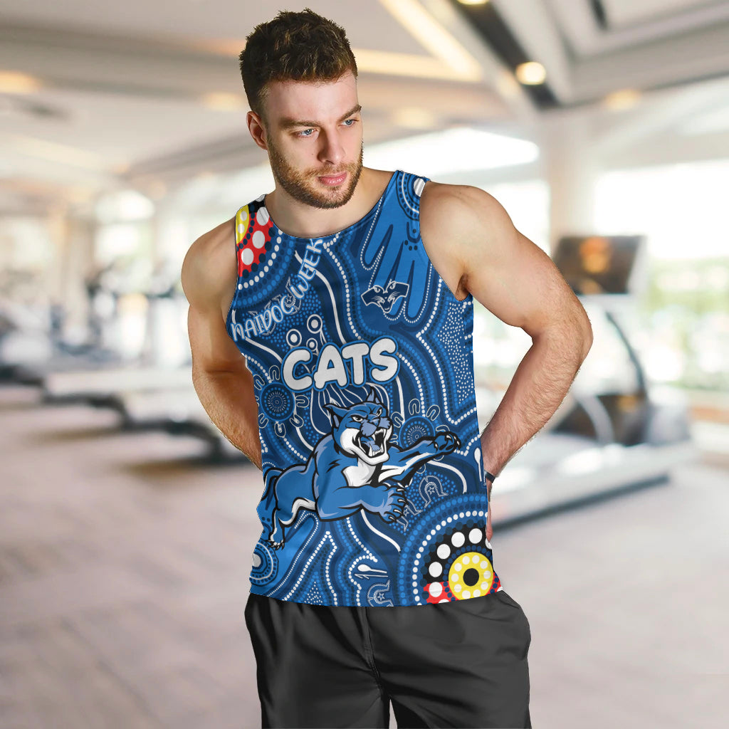 Personalised NAIDOC Week 2024 Geelong Cats Men Tank Top Australian Aboriginal Hand Painting - Vibe Hoodie Shop