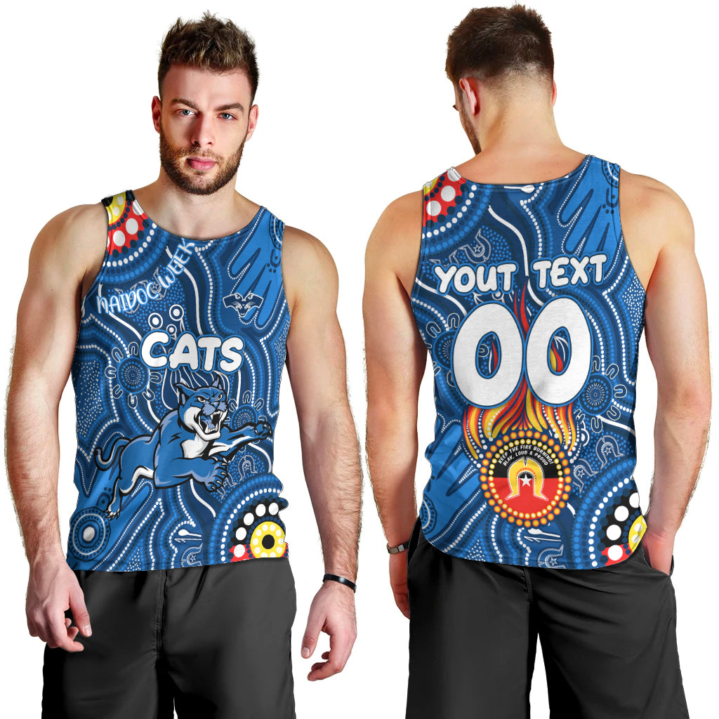 Personalised NAIDOC Week 2024 Geelong Cats Men Tank Top Australian Aboriginal Hand Painting - Vibe Hoodie Shop
