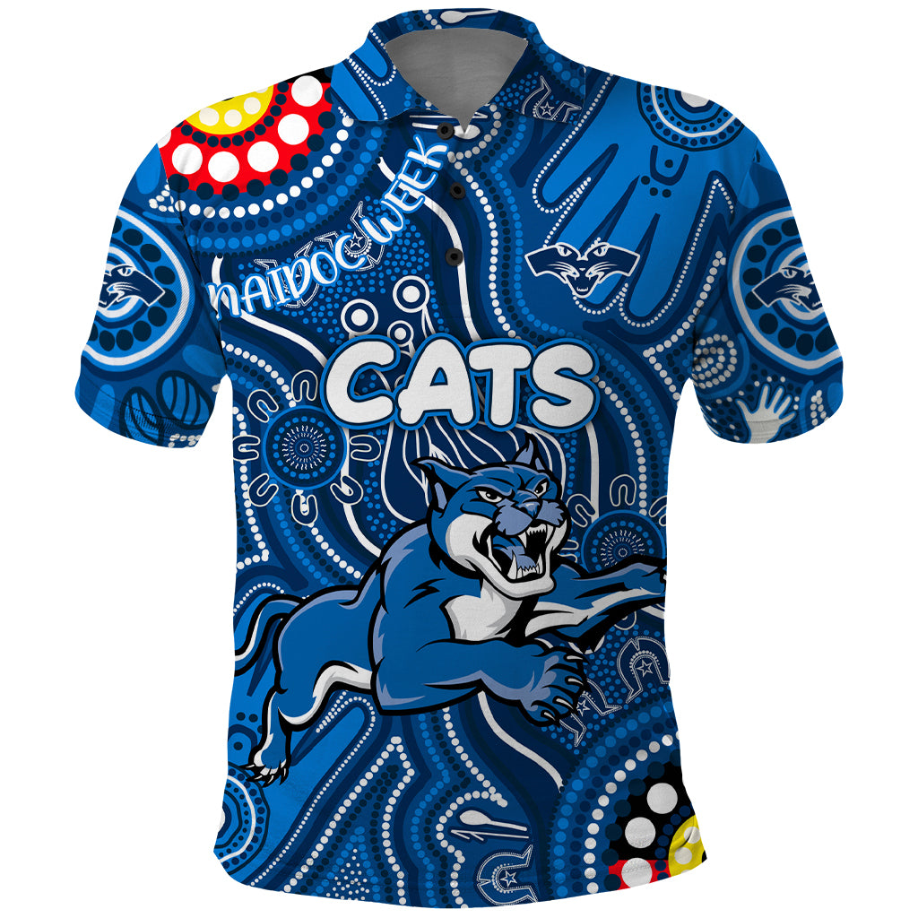 Personalised NAIDOC Week 2024 Geelong Cats Polo Shirt Australian Aboriginal Hand Painting - Vibe Hoodie Shop