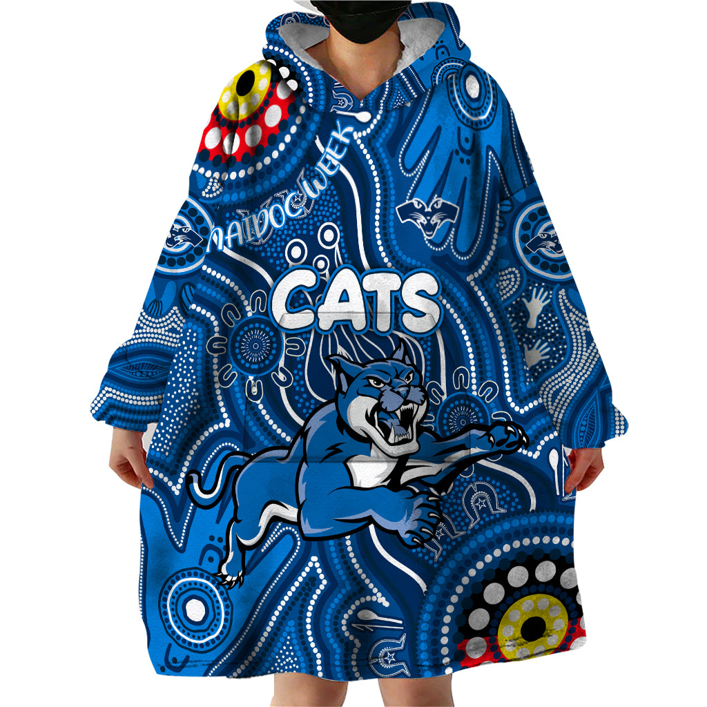 Personalised NAIDOC Week 2024 Geelong Cats Wearable Blanket Hoodie Australian Aboriginal Hand Painting - Vibe Hoodie Shop