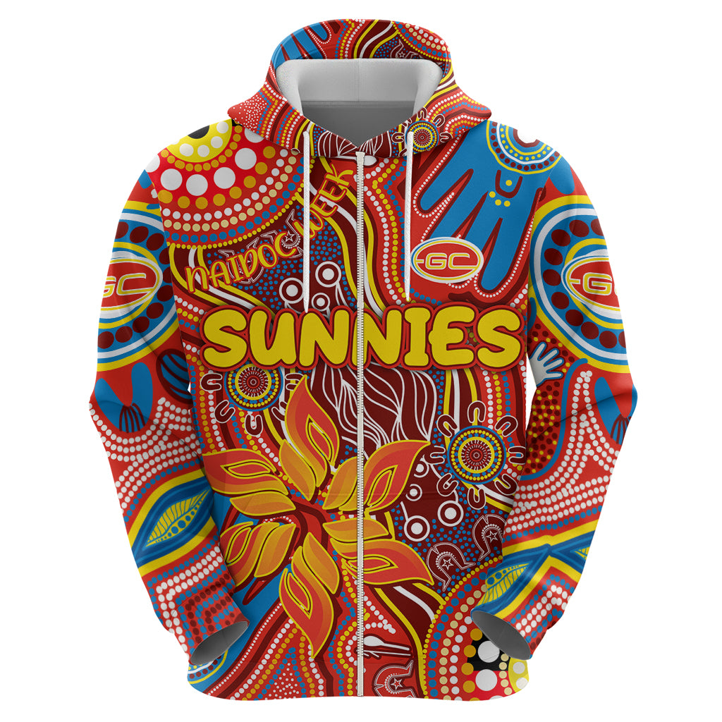 Personalised NAIDOC Week 2024 Gold Coast Suns Hoodie Australian Aboriginal Hand Painting - Vibe Hoodie Shop