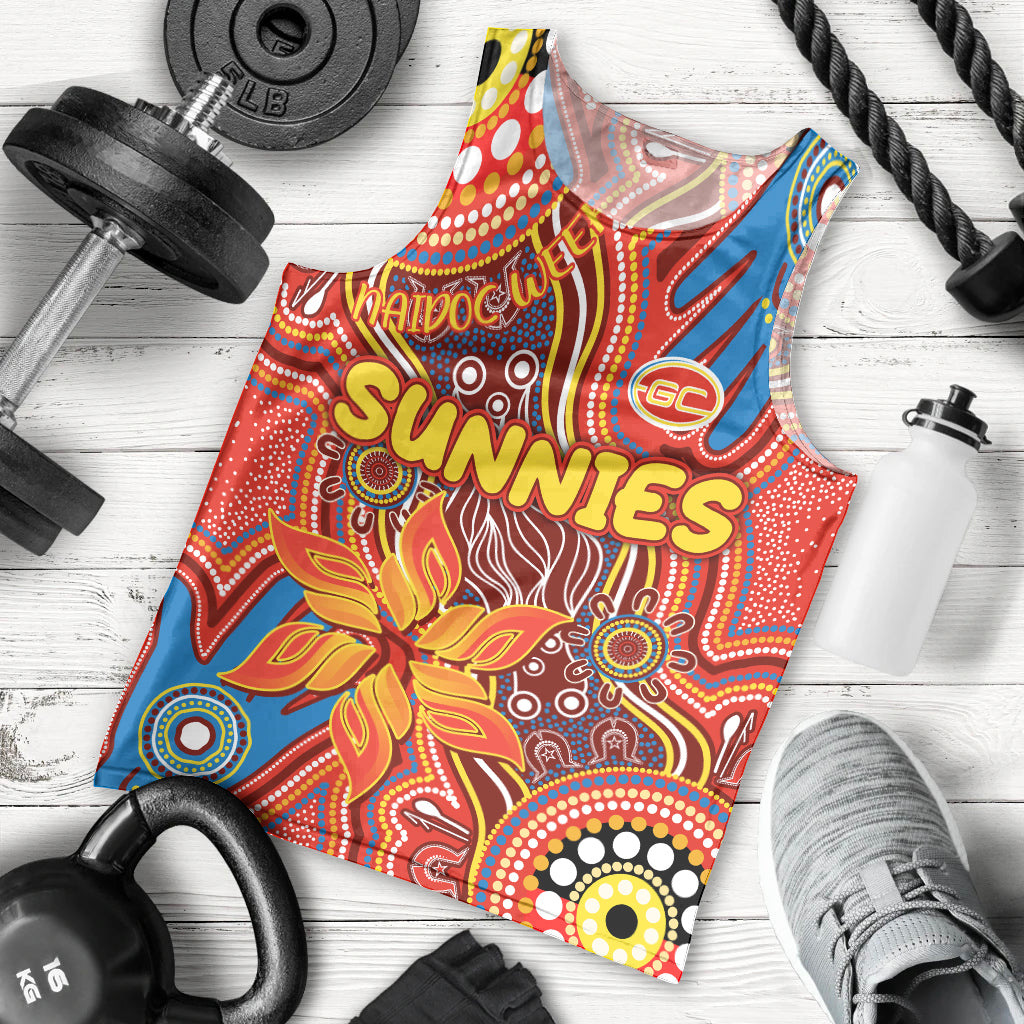 Personalised NAIDOC Week 2024 Gold Coast Suns Men Tank Top Australian Aboriginal Hand Painting - Vibe Hoodie Shop