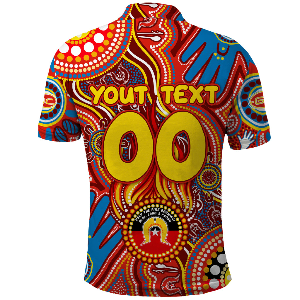 Personalised NAIDOC Week 2024 Gold Coast Suns Polo Shirt Australian Aboriginal Hand Painting - Vibe Hoodie Shop
