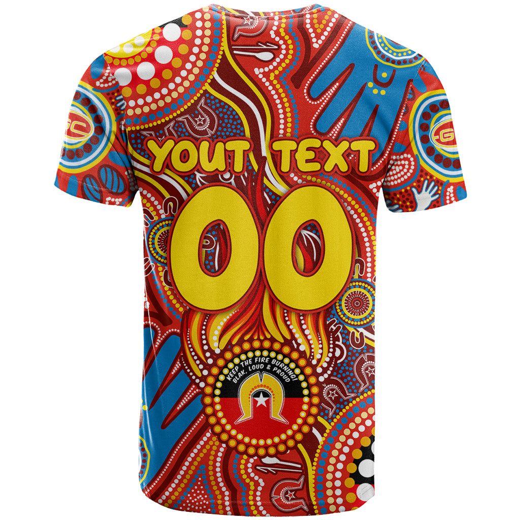 Personalised NAIDOC Week 2024 Gold Coast Suns T Shirt Australian Aboriginal Hand Painting - Vibe Hoodie Shop