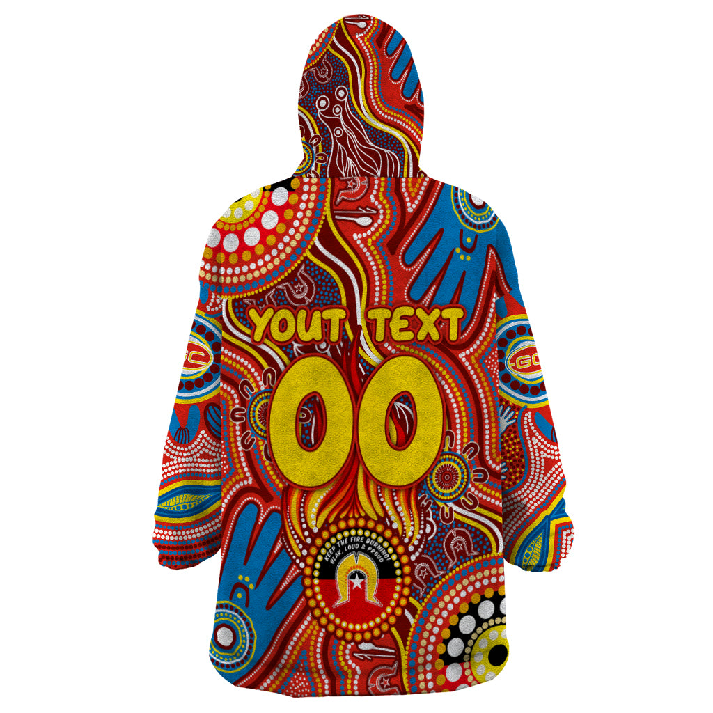 Personalised NAIDOC Week 2024 Gold Coast Suns Wearable Blanket Hoodie Australian Aboriginal Hand Painting - Vibe Hoodie Shop