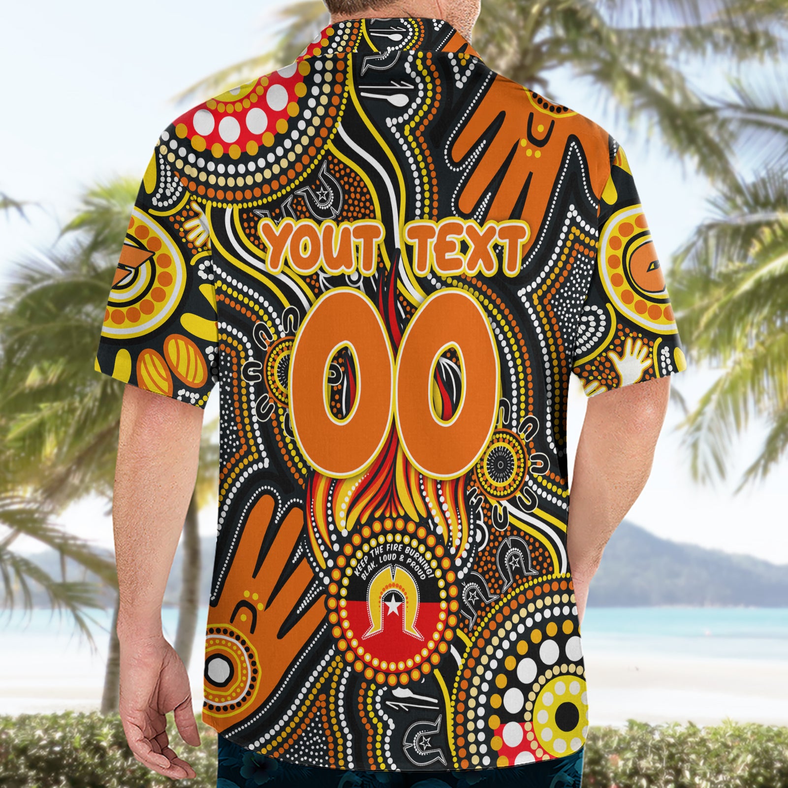 Personalised NAIDOC Week 2024 GWS Giants Hawaiian Shirt Australian Aboriginal Hand Painting - Vibe Hoodie Shop