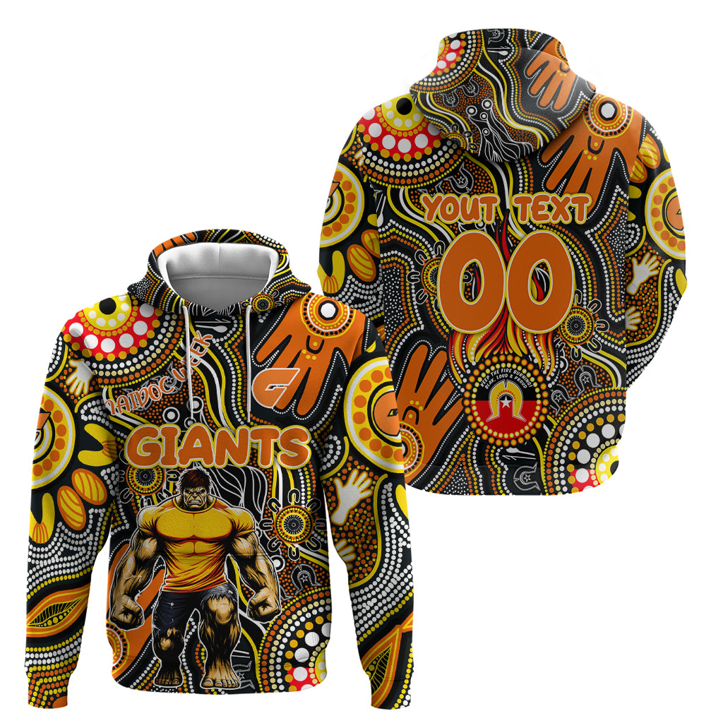 Personalised NAIDOC Week 2024 GWS Giants Hoodie Australian Aboriginal Hand Painting - Vibe Hoodie Shop
