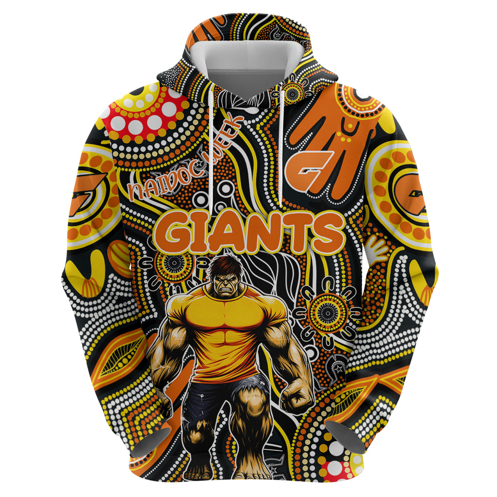 Personalised NAIDOC Week 2024 GWS Giants Hoodie Australian Aboriginal Hand Painting - Vibe Hoodie Shop
