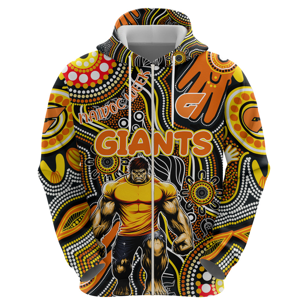 Personalised NAIDOC Week 2024 GWS Giants Hoodie Australian Aboriginal Hand Painting - Vibe Hoodie Shop