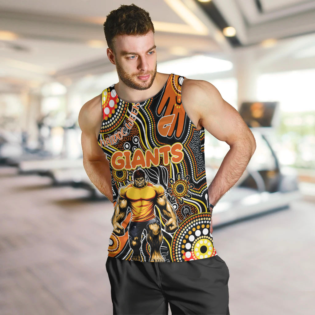 Personalised NAIDOC Week 2024 GWS Giants Men Tank Top Australian Aboriginal Hand Painting - Vibe Hoodie Shop