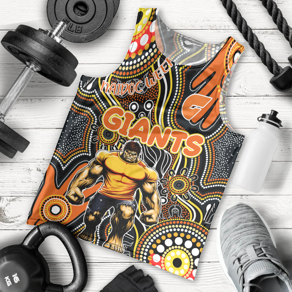 Personalised NAIDOC Week 2024 GWS Giants Men Tank Top Australian Aboriginal Hand Painting - Vibe Hoodie Shop