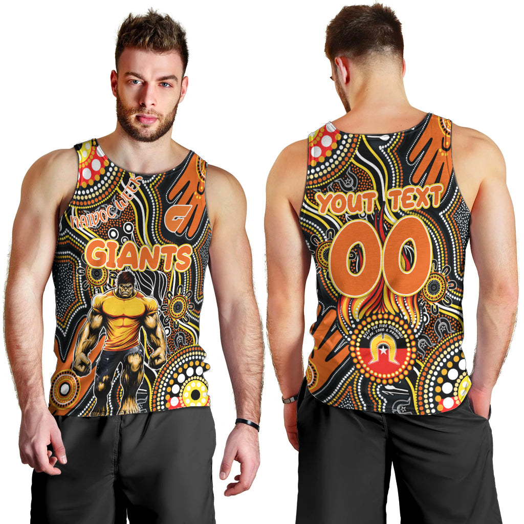 Personalised NAIDOC Week 2024 GWS Giants Men Tank Top Australian Aboriginal Hand Painting - Vibe Hoodie Shop