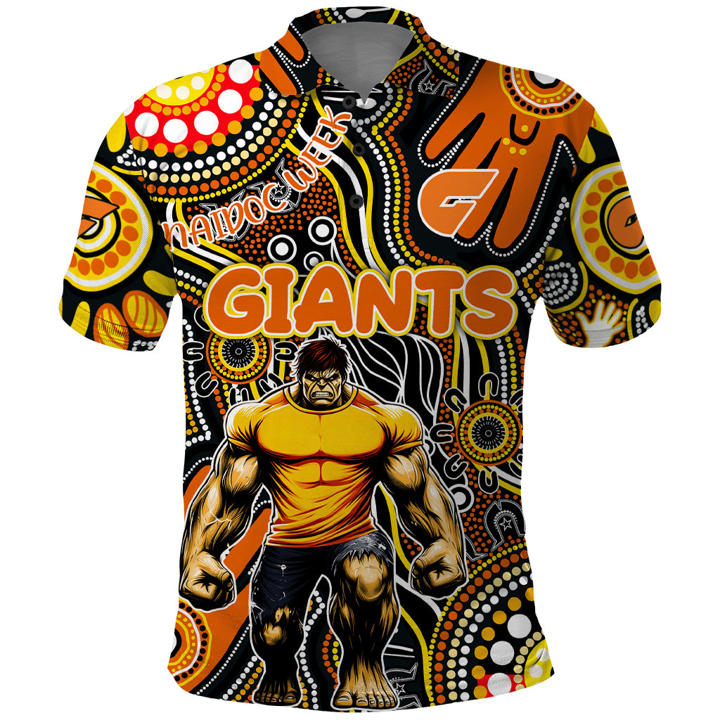 Personalised NAIDOC Week 2024 GWS Giants Polo Shirt Australian Aboriginal Hand Painting - Vibe Hoodie Shop