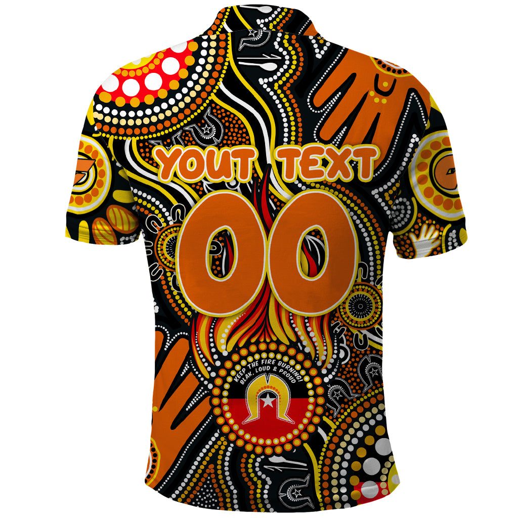 Personalised NAIDOC Week 2024 GWS Giants Polo Shirt Australian Aboriginal Hand Painting - Vibe Hoodie Shop