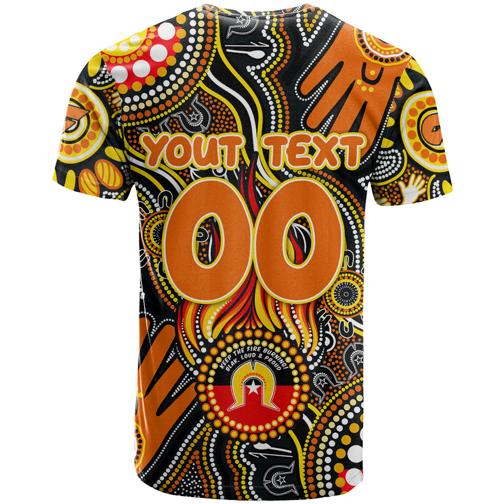 Personalised NAIDOC Week 2024 GWS Giants T Shirt Australian Aboriginal Hand Painting - Vibe Hoodie Shop