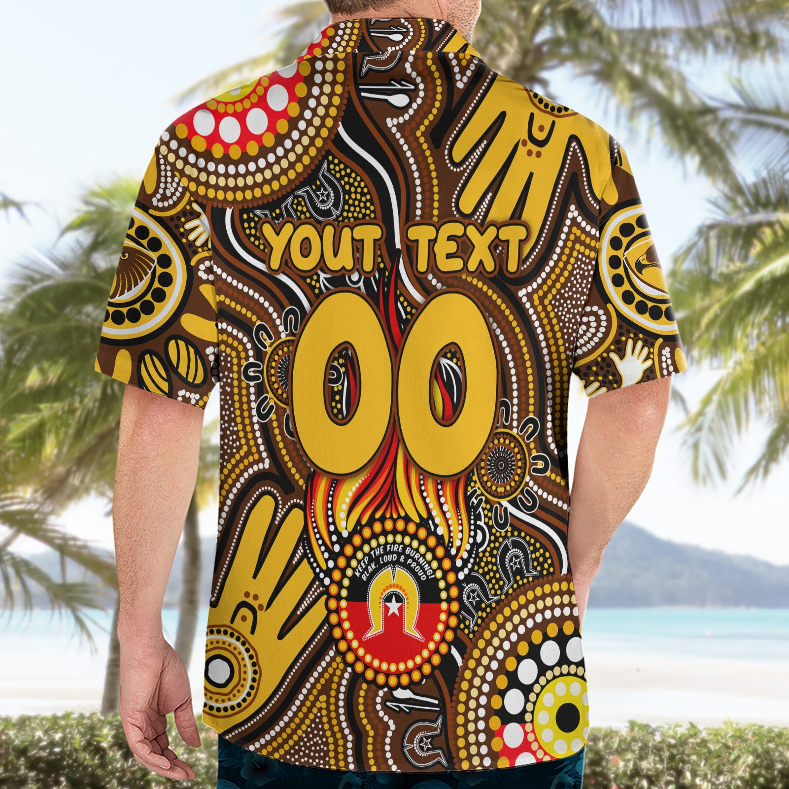 Personalised NAIDOC Week 2024 Hawthorn Hawks Hawaiian Shirt Australian Aboriginal Hand Painting - Vibe Hoodie Shop