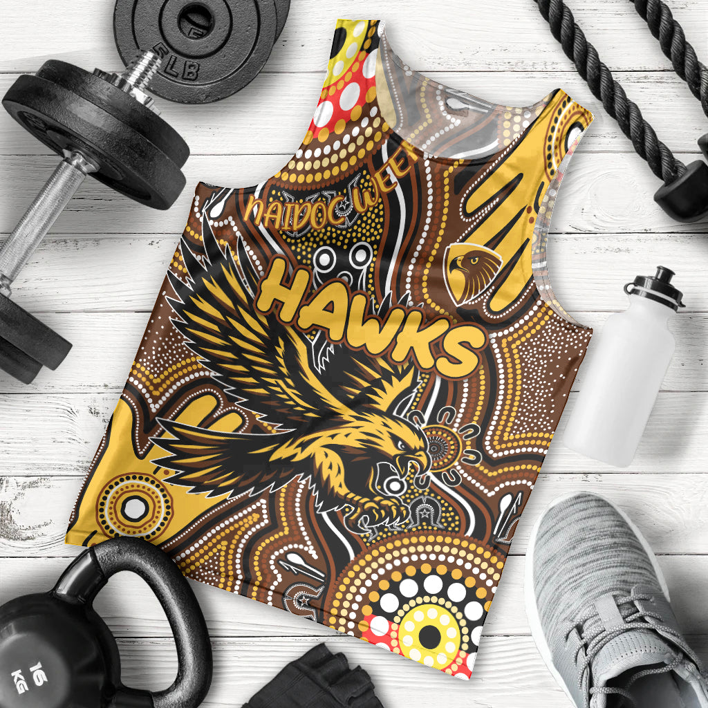 Personalised NAIDOC Week 2024 Hawthorn Hawks Men Tank Top Australian Aboriginal Hand Painting - Vibe Hoodie Shop
