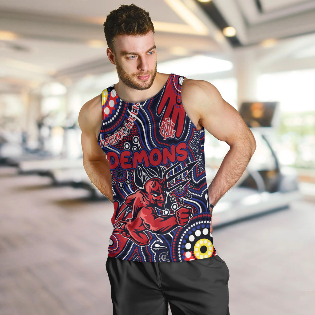 Personalised NAIDOC Week 2024 North Melbourne Kangaroos Men Tank Top Australian Aboriginal Hand Painting - Vibe Hoodie Shop