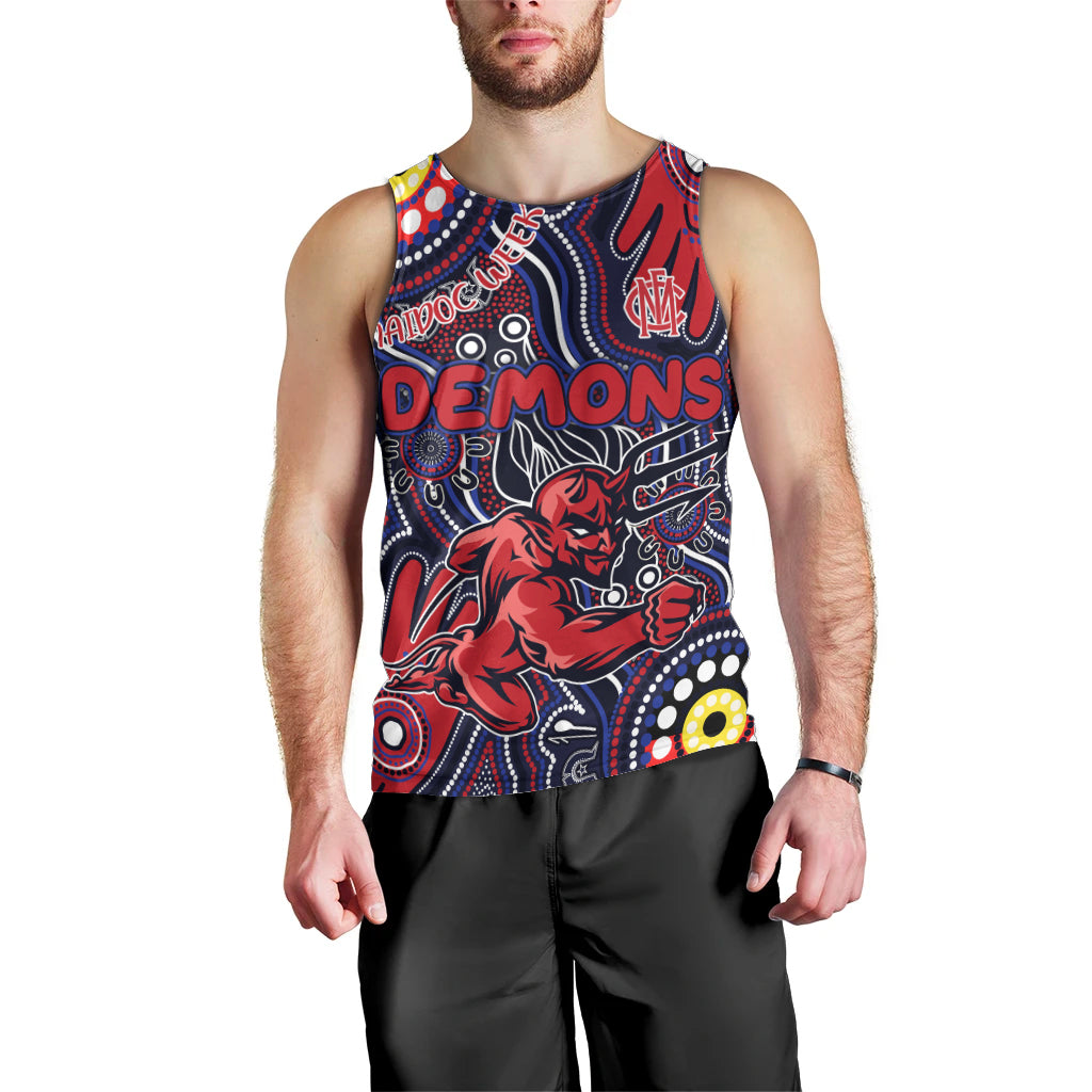 Personalised NAIDOC Week 2024 North Melbourne Kangaroos Men Tank Top Australian Aboriginal Hand Painting - Vibe Hoodie Shop