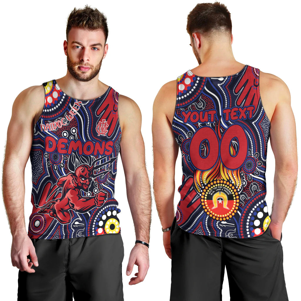 Personalised NAIDOC Week 2024 North Melbourne Kangaroos Men Tank Top Australian Aboriginal Hand Painting - Vibe Hoodie Shop