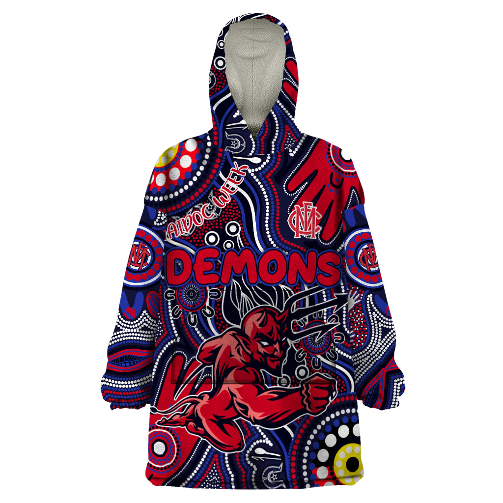 Personalised NAIDOC Week 2024 North Melbourne Kangaroos Wearable Blanket Hoodie Australian Aboriginal Hand Painting - Vibe Hoodie Shop