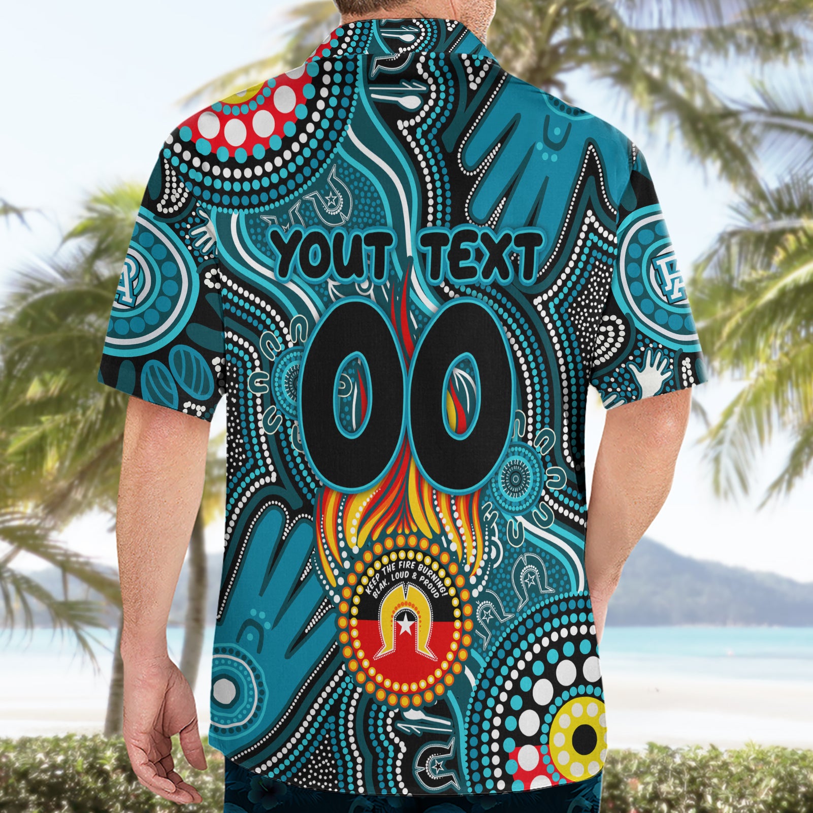 Personalised NAIDOC Week 2024 Port Adelaide Power Hawaiian Shirt Australian Aboriginal Hand Painting - Vibe Hoodie Shop