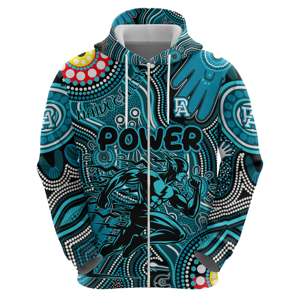 Personalised NAIDOC Week 2024 Port Adelaide Power Hoodie Australian Aboriginal Hand Painting - Vibe Hoodie Shop