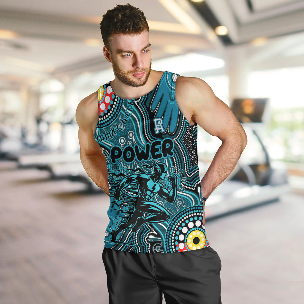 Personalised NAIDOC Week 2024 Port Adelaide Power Men Tank Top Australian Aboriginal Hand Painting - Vibe Hoodie Shop
