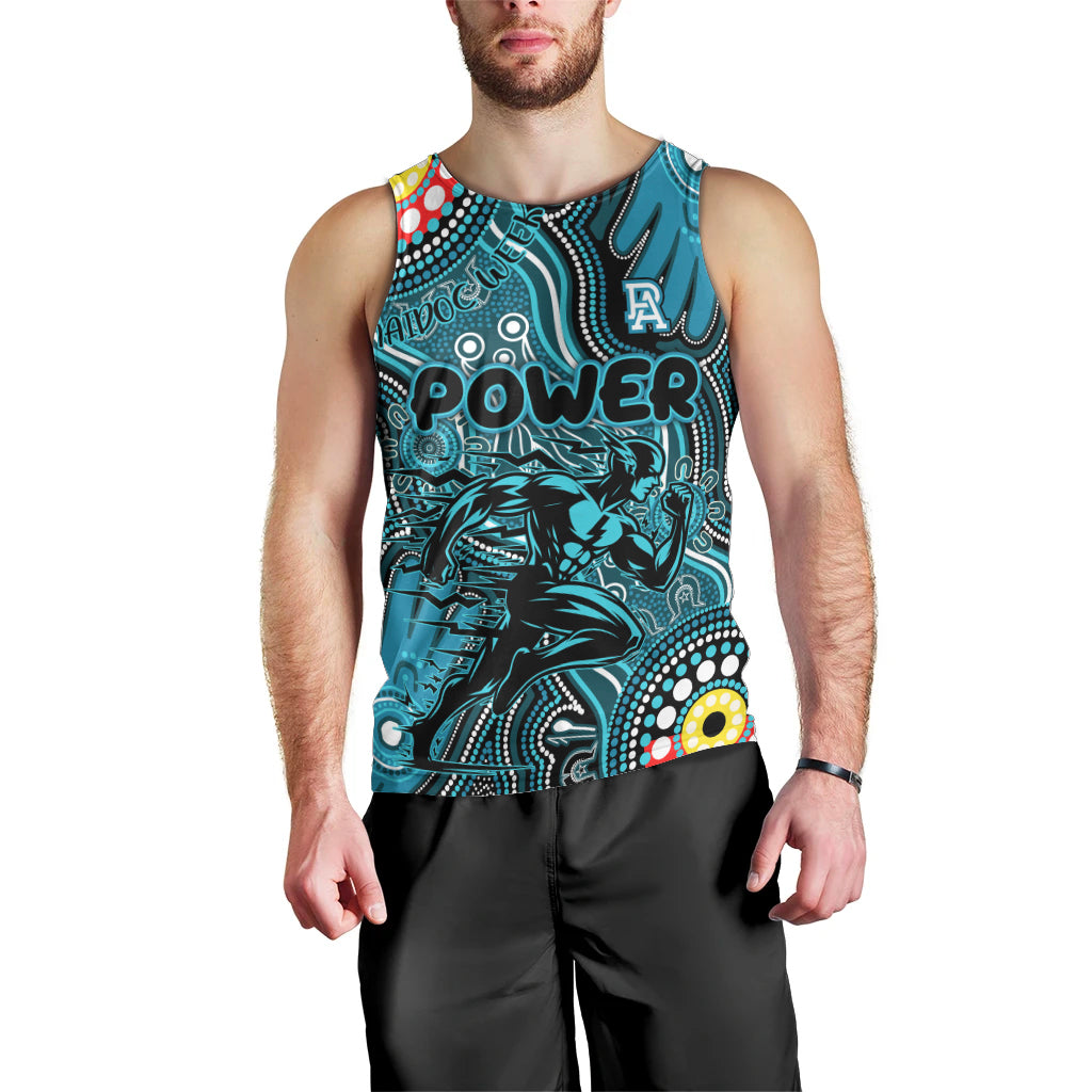 Personalised NAIDOC Week 2024 Port Adelaide Power Men Tank Top Australian Aboriginal Hand Painting - Vibe Hoodie Shop