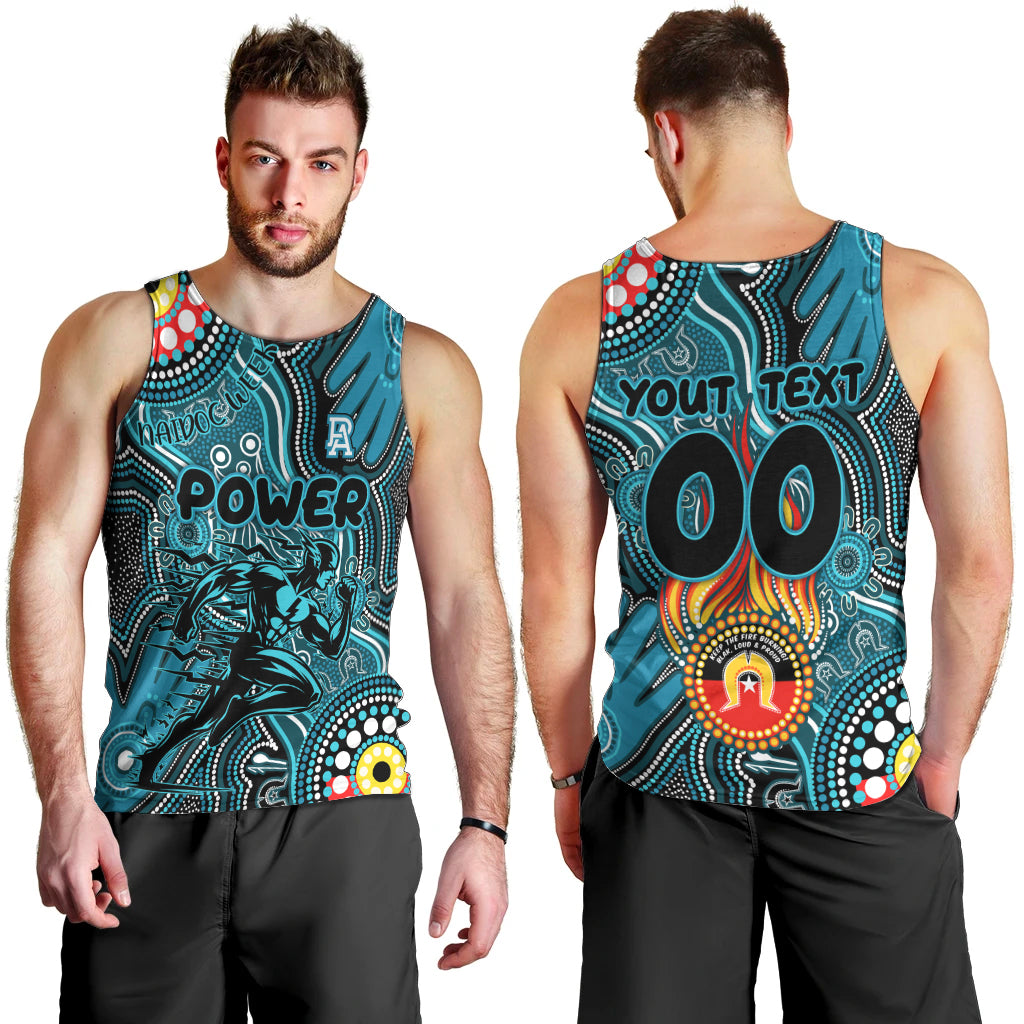 Personalised NAIDOC Week 2024 Port Adelaide Power Men Tank Top Australian Aboriginal Hand Painting - Vibe Hoodie Shop