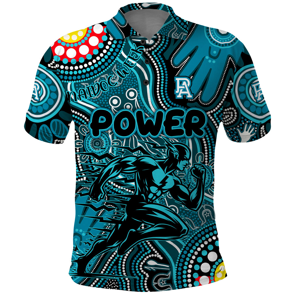 Personalised NAIDOC Week 2024 Port Adelaide Power Polo Shirt Australian Aboriginal Hand Painting - Vibe Hoodie Shop
