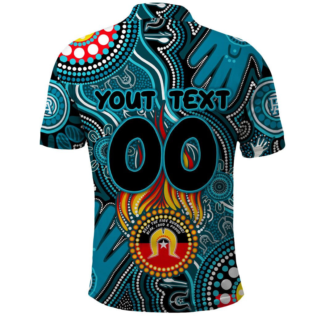 Personalised NAIDOC Week 2024 Port Adelaide Power Polo Shirt Australian Aboriginal Hand Painting - Vibe Hoodie Shop