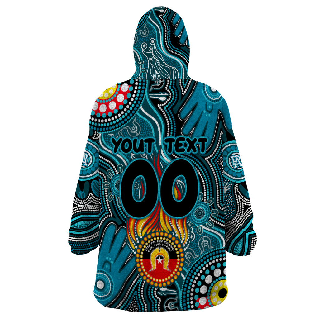 Personalised NAIDOC Week 2024 Port Adelaide Power Wearable Blanket Hoodie Australian Aboriginal Hand Painting - Vibe Hoodie Shop