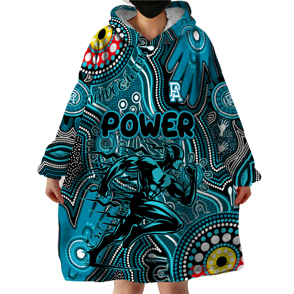 Personalised NAIDOC Week 2024 Port Adelaide Power Wearable Blanket Hoodie Australian Aboriginal Hand Painting - Vibe Hoodie Shop