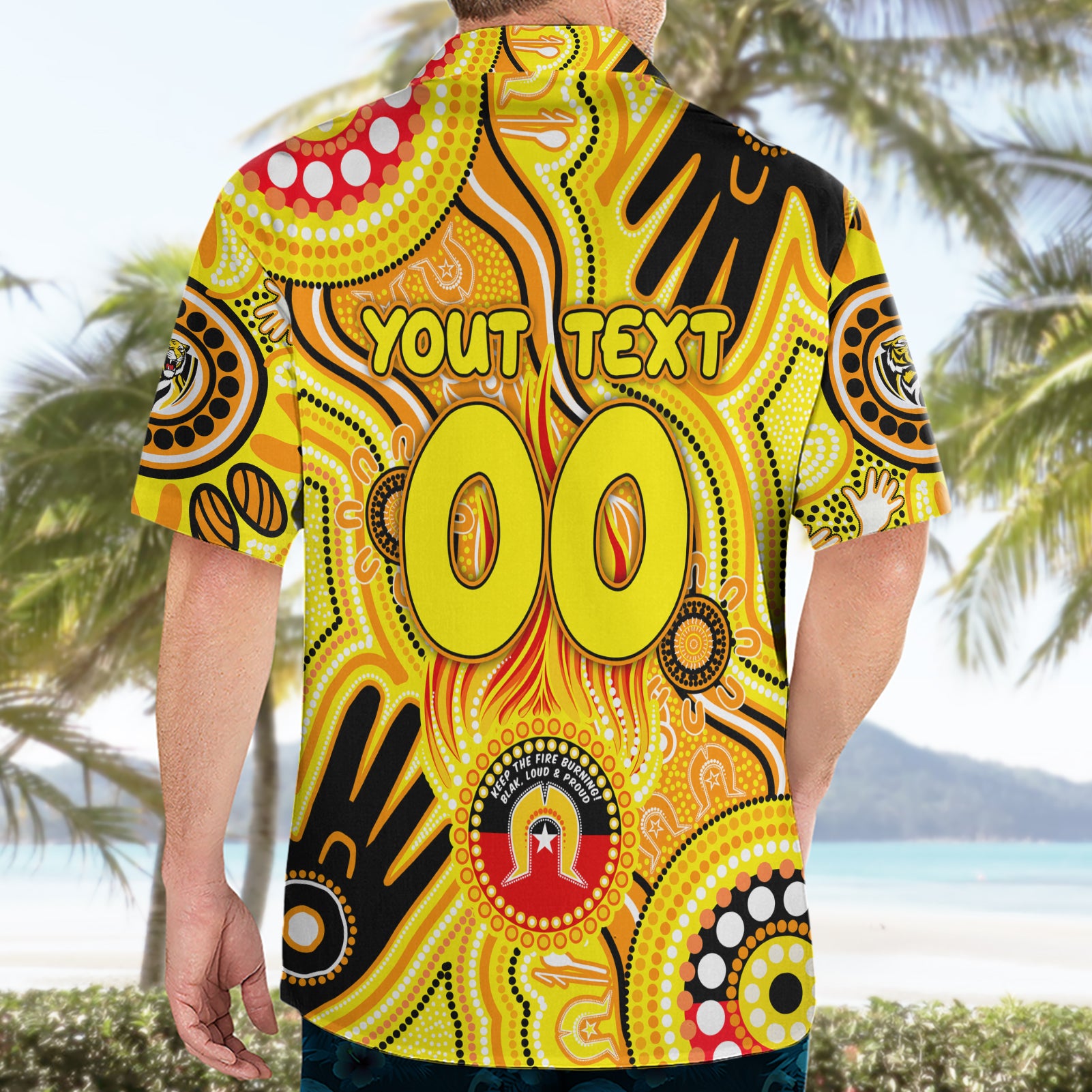 Personalised NAIDOC Week 2024 Richmond Tiger Hawaiian Shirt Australian Aboriginal Hand Painting - Vibe Hoodie Shop