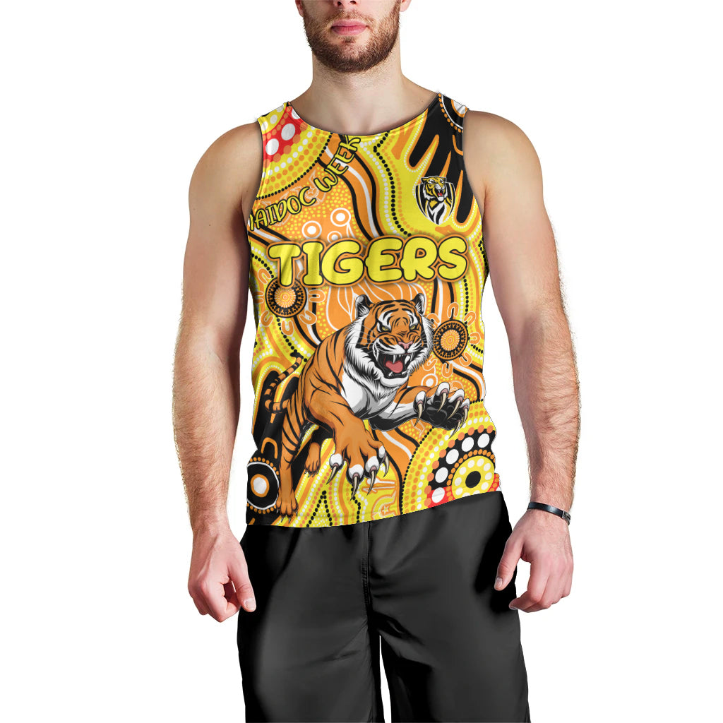 Personalised NAIDOC Week 2024 Richmond Tiger Men Tank Top Australian Aboriginal Hand Painting - Vibe Hoodie Shop
