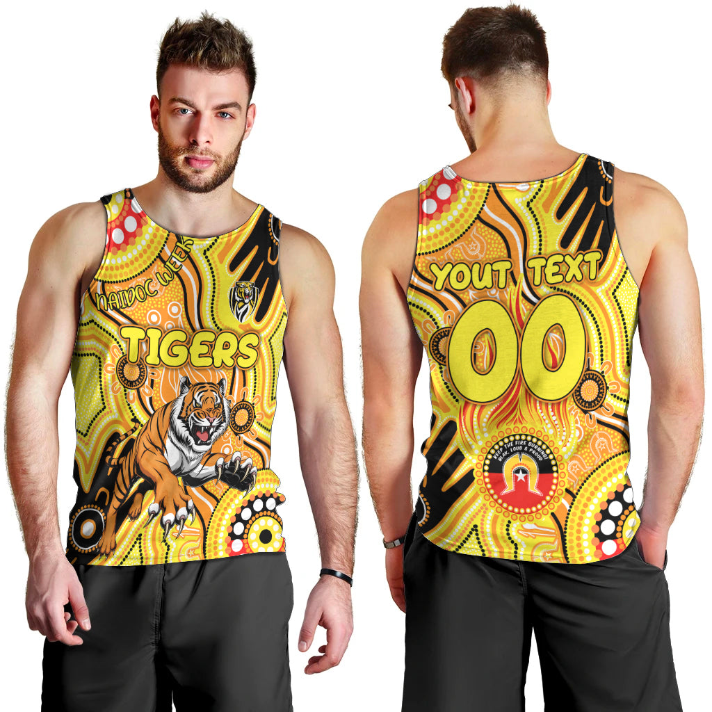 Personalised NAIDOC Week 2024 Richmond Tiger Men Tank Top Australian Aboriginal Hand Painting - Vibe Hoodie Shop