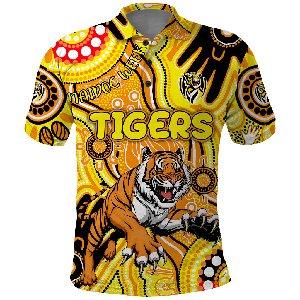 Personalised NAIDOC Week 2024 Richmond Tiger Polo Shirt Australian Aboriginal Hand Painting - Vibe Hoodie Shop